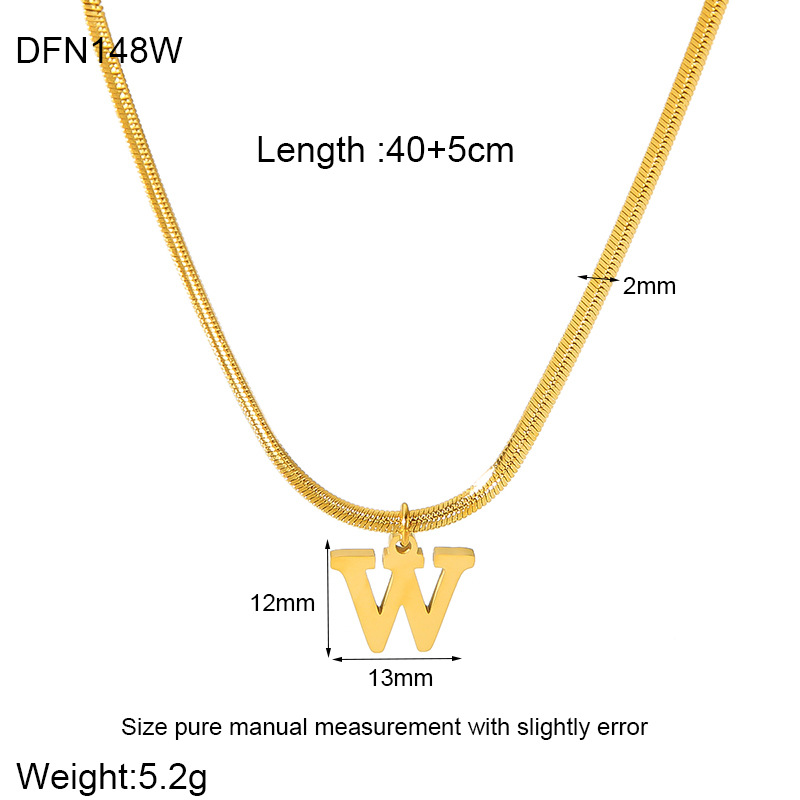 304 Stainless Steel 18K Gold Plated Simple Style Polishing Letter Pendant Necklace display picture 26