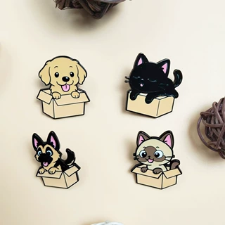 可爱猫猫狗狗胸针卡通金属徽章创意包包饰品勋章服装胸针个性配饰