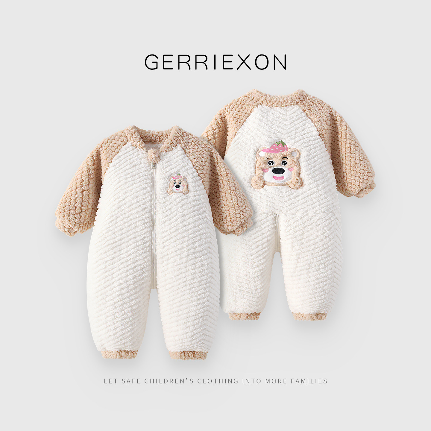 Baby Jumpsuit, Spring, Autumn and Winter, Super Cute Baby Fleece-Lined Warm Sleeping Bag, Small Month Old Warm Velvet Thickeneded Cute Crawling Suit