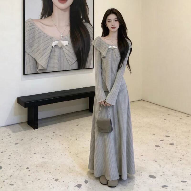 【Brushed Fabric】French Style Knitted Sweater and Skirt Set for Women 2025 New Spring Collection for Petite Sizes
