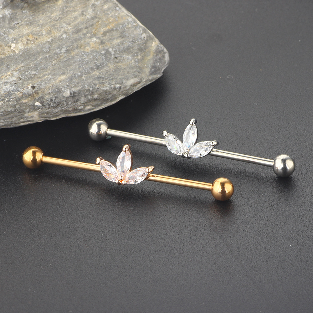 6g Weight Zircon Inlay Material 1 Piece Ear Cartilage Rings & Studs Simple Style Flower Metal Inlay Zircon Ear Cartilage Rings & Studs