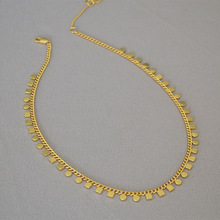 歐美時尚設計小眾復古幾何拼接黃銅鏈條鍍金簡約氣質項鏈鎖骨鏈女