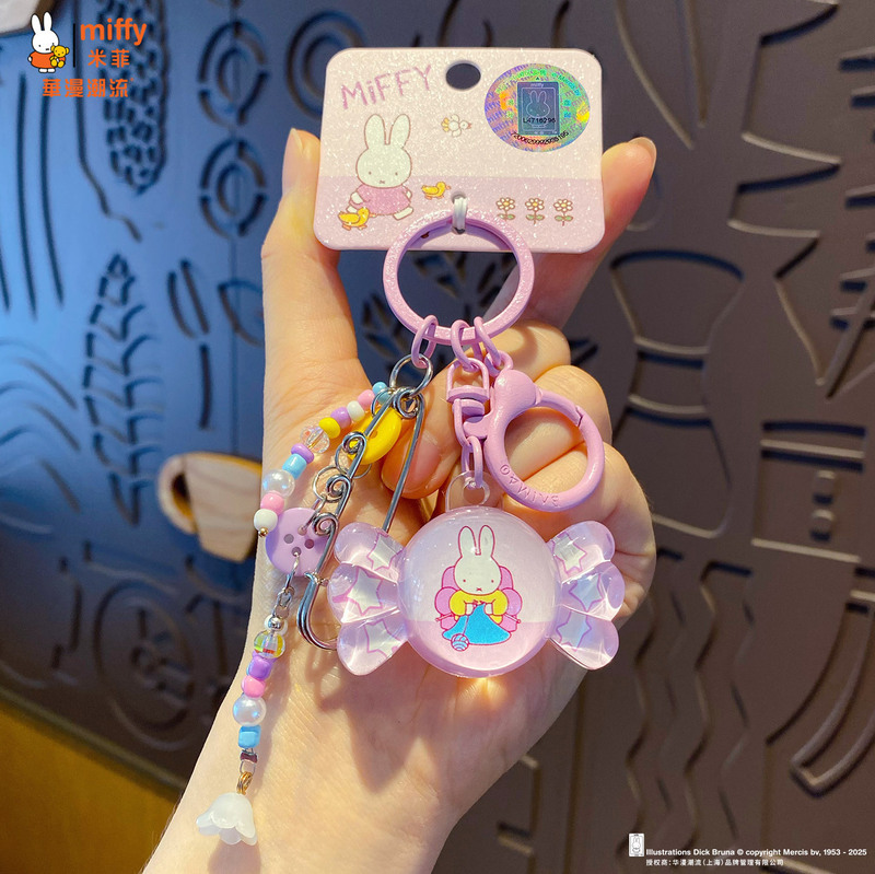 本物のミッフィーミッフィーウサギの小さな鼻キーホルダーペンダント女性かわいい diy カップル携帯電話チェーンリングスクールバッグペンダント|undefined