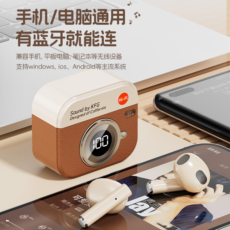 Seleccione estrictamente Q86 modelo privado retro diseño de cámara auriculares Bluetooth auriculares inalámbricos fuente de fábrica en stock al por mayor
