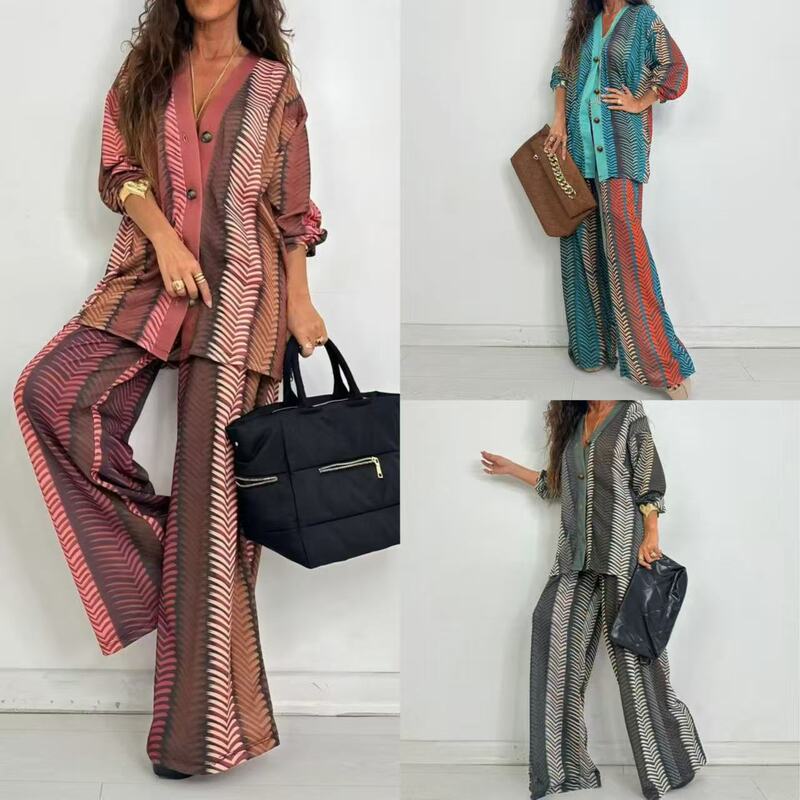 2026 Independent Website Cross-Border European and American Fashion Women's Casual Herringbone Print Loose Cardigan Two-Piece Set 2026 Independent Website Cross-Border European and American Fashion Women's Casual Herringbone Print Loose Cardigan Two-Piece Set