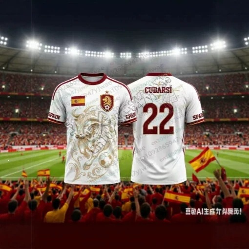 2026 Spanish Football Zessia Mar fan culture shirt with charging bull pattern, quick-dry T-shirt