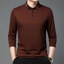 爆款高档品牌2024春装新款中老年高品质男士山羊绒长袖t恤衫9150