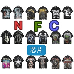 美式潮牌街头地狱之星高街休闲宽松圆领T恤印花做旧短袖外贸现货