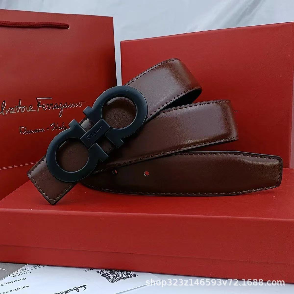 Brown plain black buckle [hanging buckle-gift box] / 105cm