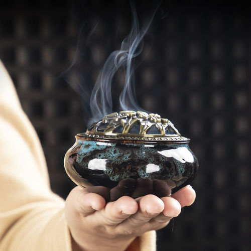 Incense burner household agarwood incense indoor ceramic incense box sandalwood mosquito repellent Zen aromatherapy plate holder pure copper ornaments
