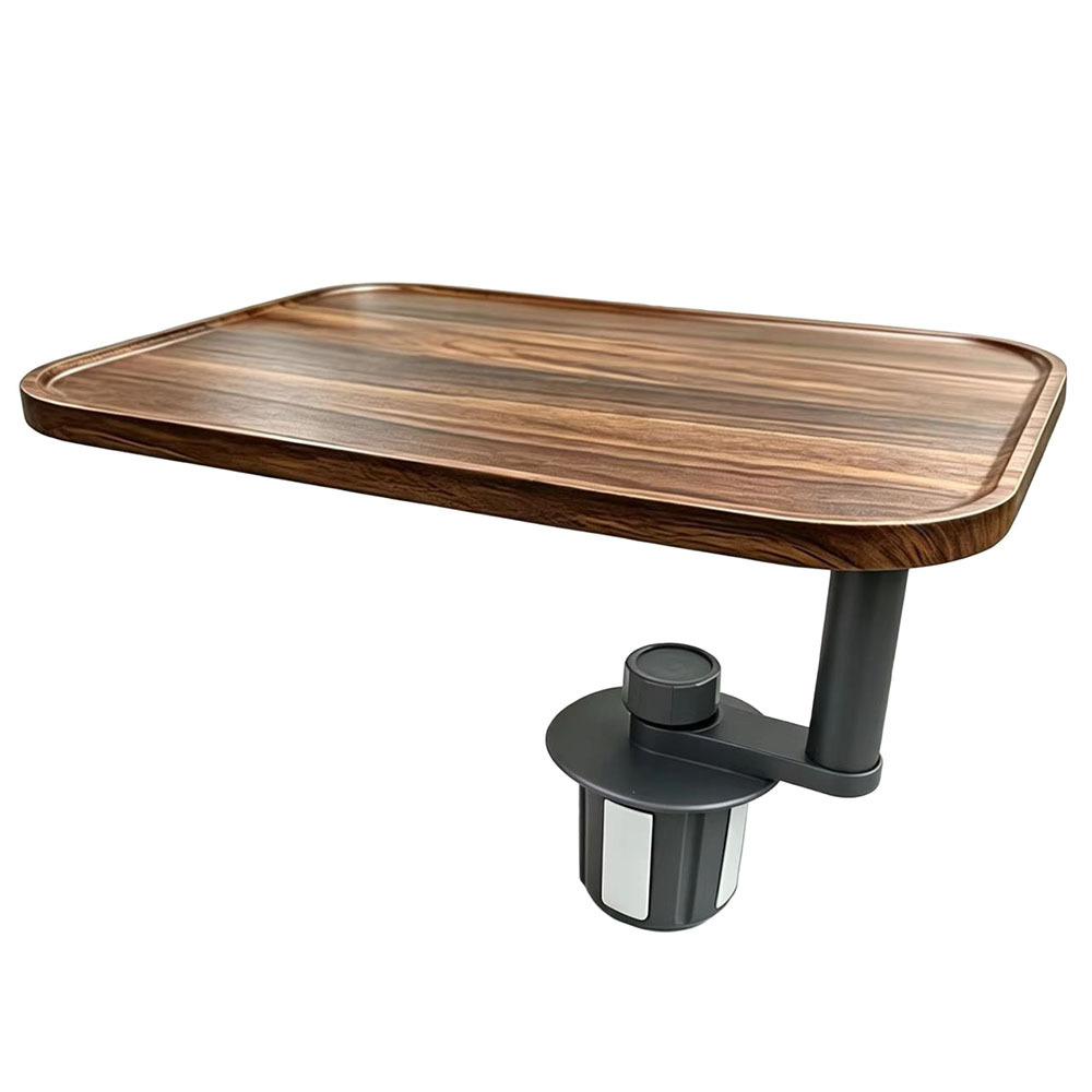 New wooden in-car floating tray with aluminum alloy base, ideal for Tesla and other universal cars, cup holder tray