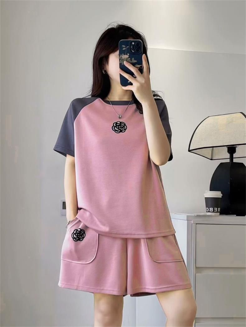 Women's Clothing Summer Fashion Two Piece Set For Women Color Block Slimming Loose Casual Plus Size Clothing_ecoleips.com
