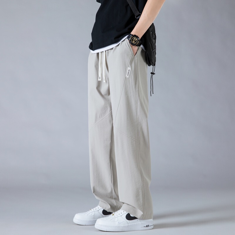 Men's Ice Silk Pants Summer Thin Breathable Straight Pants Boys Grey Loose All-match Cool Quick-drying Casual Pants Men's Ice Silk Pants Summer Thin Breathable Straight Pants Boys Grey Loose All-match Cool Quick-drying Casual Pants