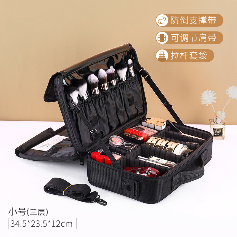 ⭐ Bolsa de maquillaje de gran capacidad, caja de herramientas de bordado de mujer, maquillaje portátil profesional y bolsa de almacenamiento de maquillaje sin género