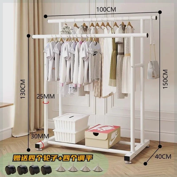 Double pole 1 meter white? Extra thick 25 tubes? Bearing capacity 200 pounds? Comes with wheels and flattened bottom corners