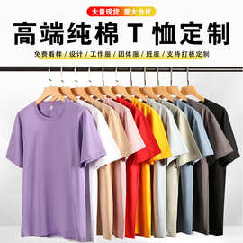 短袖圆领t恤定制印logo班服工作服聚会团体文化衫印字定做团体服