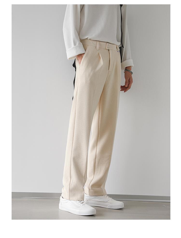 1 Men's Casual Spring And Autumn Loose Regular Wide-Leg Pants Japanese Style Simple Solid Color Versatile Straight_voghion.com