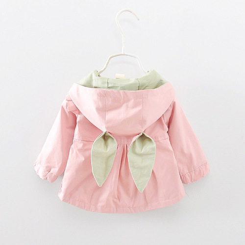 Little Girl Spring Autumn  New Cute Rabbit Style Windbreaker for Girls 0-4 Months Trendy Fashion Outerwear Wholesale
