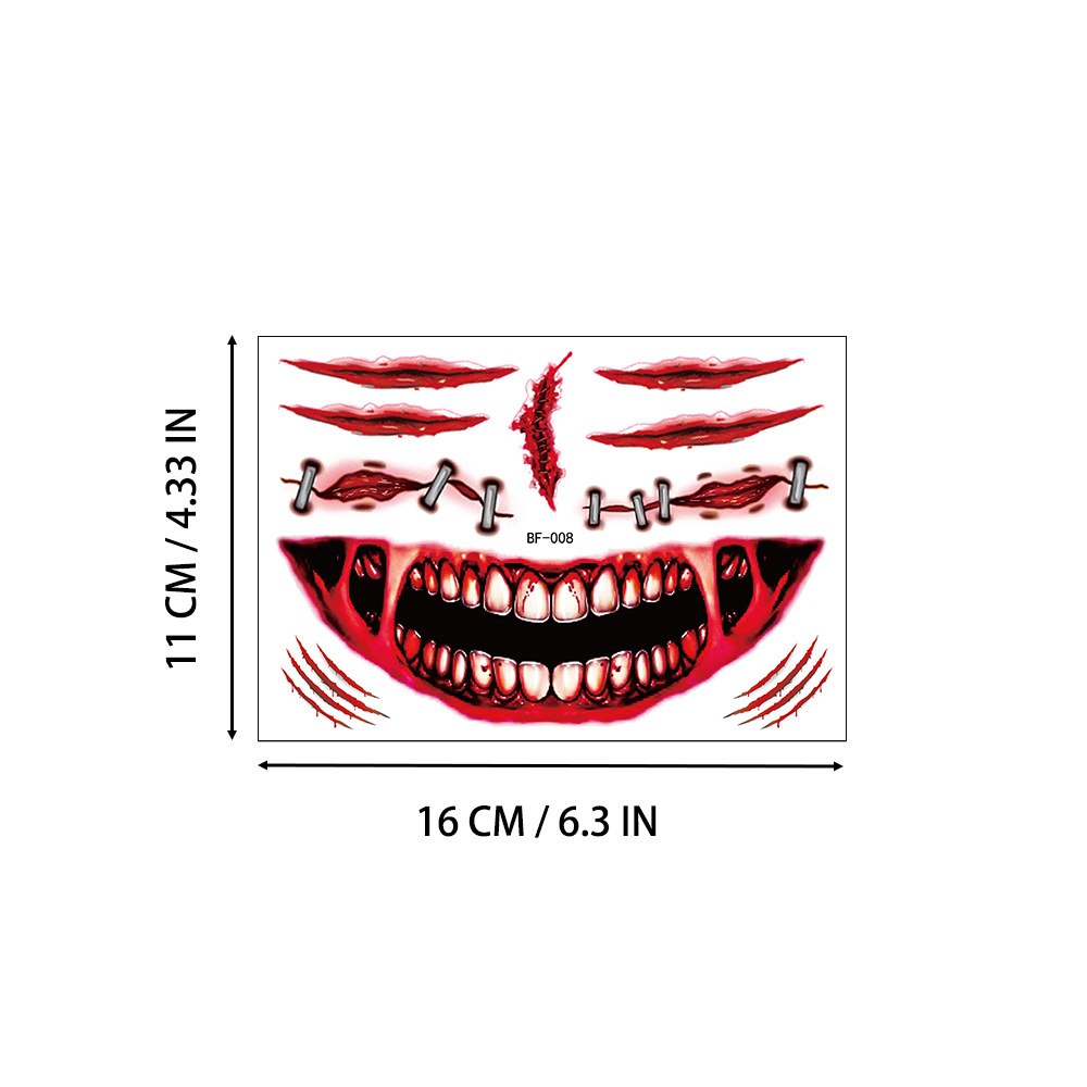 Tatuajes Temporales de Cicatrices de Halloween de Papel de Transferencia de Agua, Luminoso, Impermeable