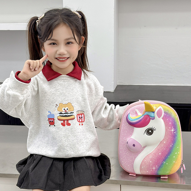Mochila 3D de dibujos animados para niños Unicornio adorable niña mochila escolar de jardín de infantes mochila transpirable para niñas