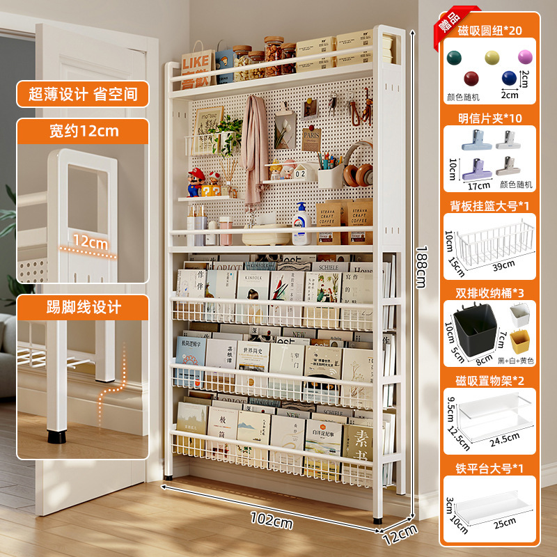 El estante del tablero del agujero detrás de la puerta, la habitación del piso al techo, la pared estrecha, el hogar, el espacio, el artefacto de almacenamiento del dormitorio, la estantería ultrafina