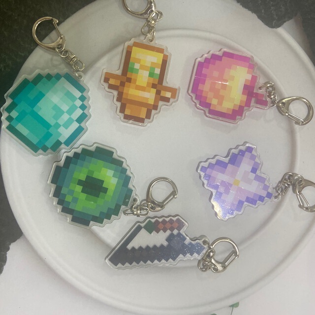 My World Surrounding Keychain Undead Totem Golden Apple Acrylic Pendant Gift the glory of the king Four-piece Set