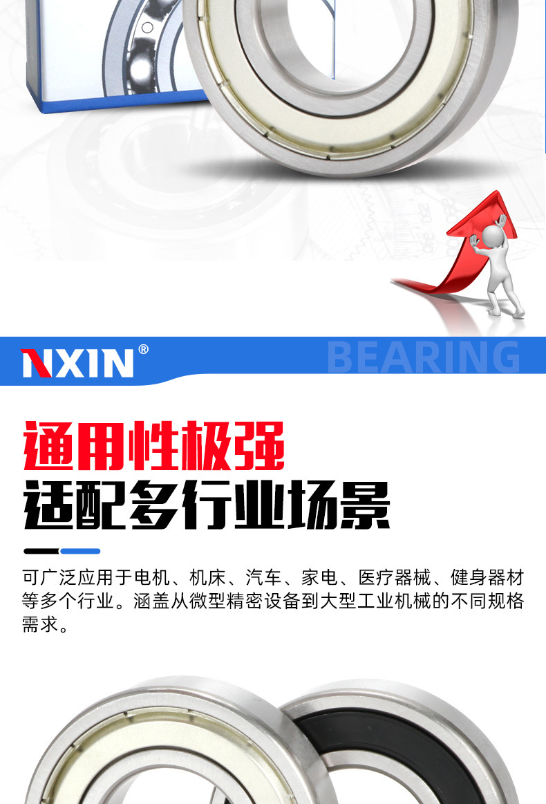 Deep Groove Ball Bearings, Silent and Wear-Resistant, Special Industrial-Grade Precision Bearings for Motors, Ultra-Long Life Transmission Shafts