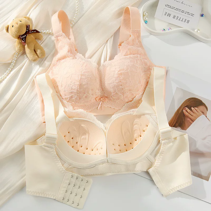 Thin breathable supporting underwear, lace wireless bra, summer bra top