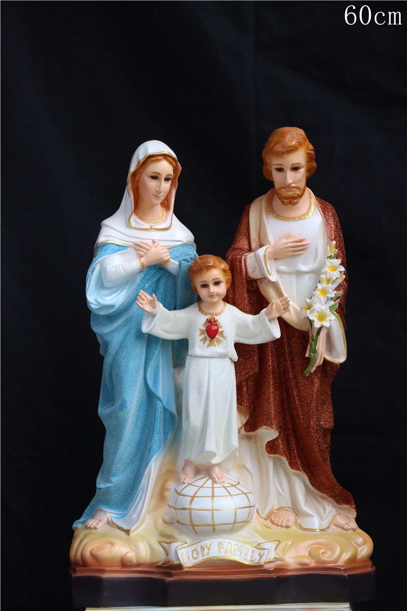 60cm Sagrada Familia de tres miembros de la Virgen José decoración de la estatua de la iglesia de la casa decoración de la sala de estar