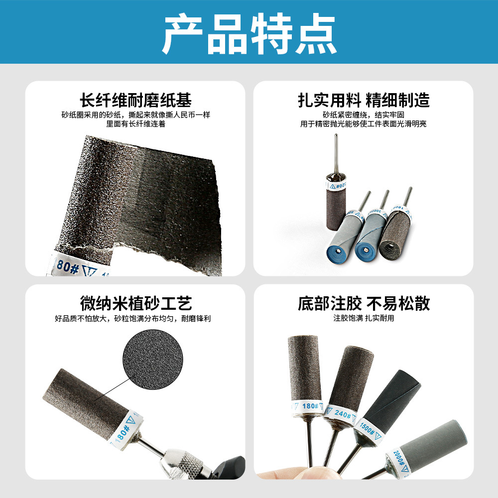 Varilla de papel de lija, madera, metal, jade, tallado en madera, nuez, cera de abejas 2.35, pulido y pulido, herramienta mágica, cabezal de rectificado especial