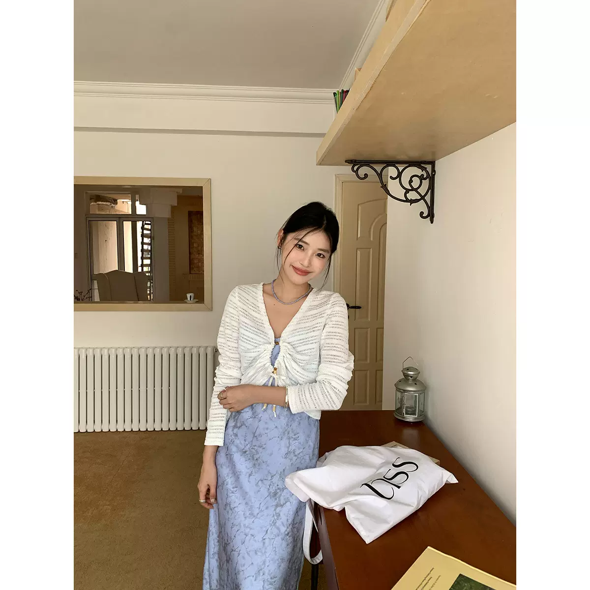【十三行特价五折不退换】防晒罩衫镂空针织衫女夏薄款短款上衣女