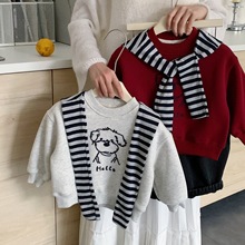 儿童冬季加绒卫衣2025新款韩版男女童秋款休闲卡通披肩百搭潮卫衣