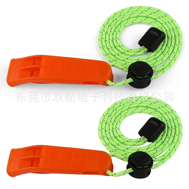 户外野营徒步探险生存救援高音哨 带挂绳紧急口哨 多功能双孔口哨