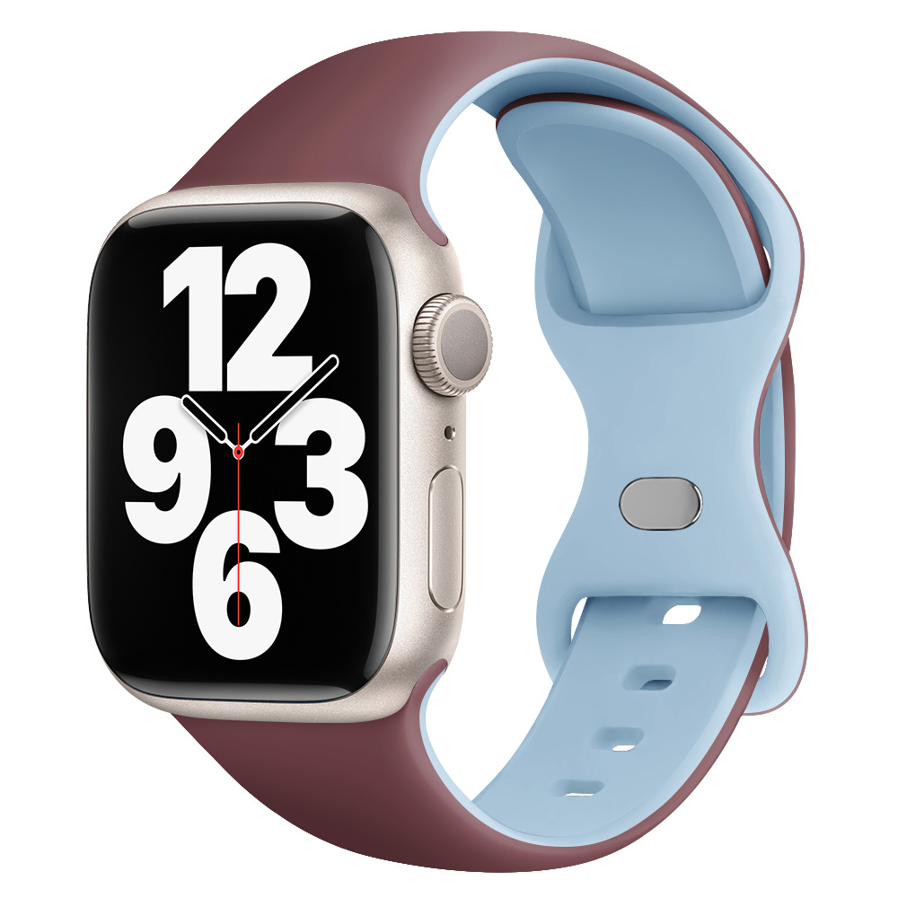 Aplicable AppleWatch Butterfly Buckle Silicone Deportivo correa de reloj Iwatch9876 generación / se inteligente
