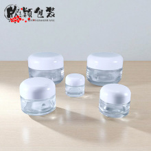 现货5g-100g圆底面包盖膏霜瓶 透明广口药膏50g化妆品面霜玻璃瓶
