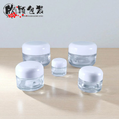 现货5g-100g圆底面包盖膏霜瓶 透明广口药膏50g化妆品面霜玻璃瓶