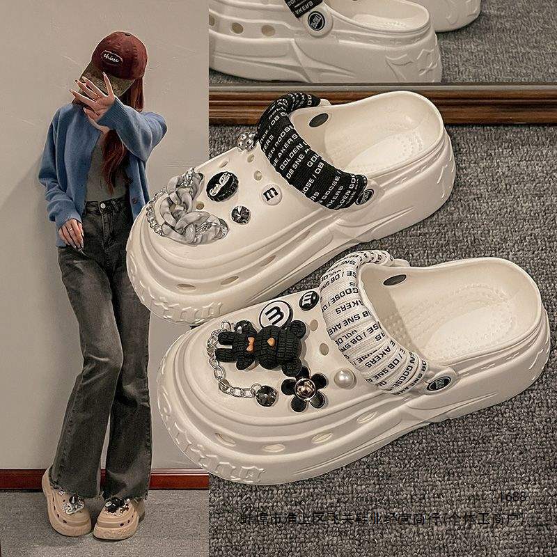 Cute Women's Summer Outdoor Clogs with Thick Soles, Non-Slip, 2026 New Model Beach Shoes, Women's Dual-Use Slippers