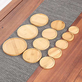 复古竹木杯垫创意竹制花盆托盘圆形长方形椭圆心形创意餐垫饰品垫