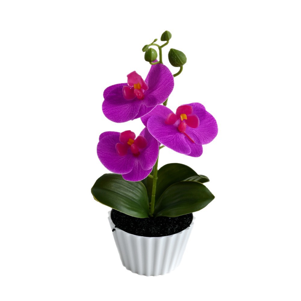 Orquídea de mariposa de tres flores y dos hojas pequeña plantación de bonsai creativa decoración del hogar de moda fotografía flores artificiales ornamentos de boda image 6