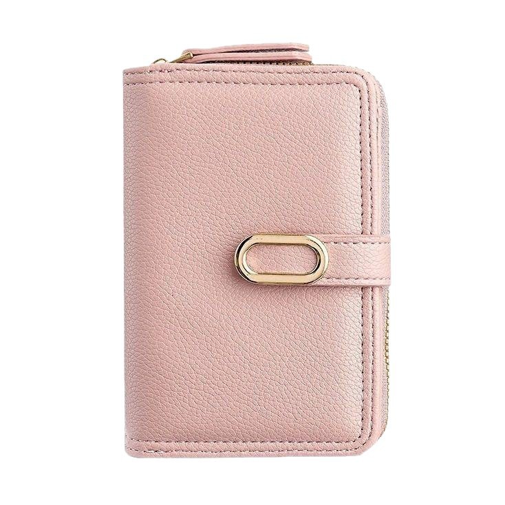 Monedero simple para damas corto y compacto multi-tarjeta bolso de tarjetas plegables 2 en 1 bolso de cambio de lichi patrón billetera estudiantil