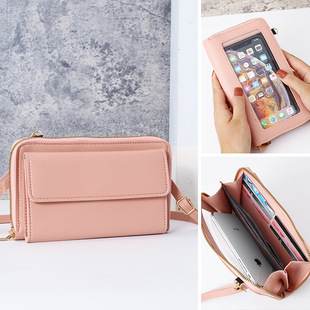 2022 New Touch Screen Phone Bag Women's Korean-style Multi-function Large Capacity Crossbody Bag Fashionable Zipper Horizontal Wallet