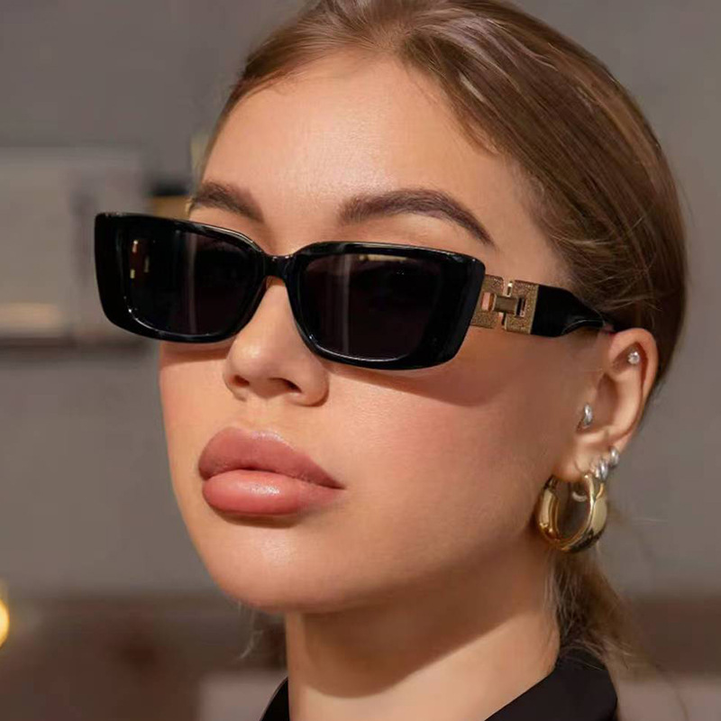 Retro Rectangular Sunglasses For Women Stylish Street Style_voghion.com