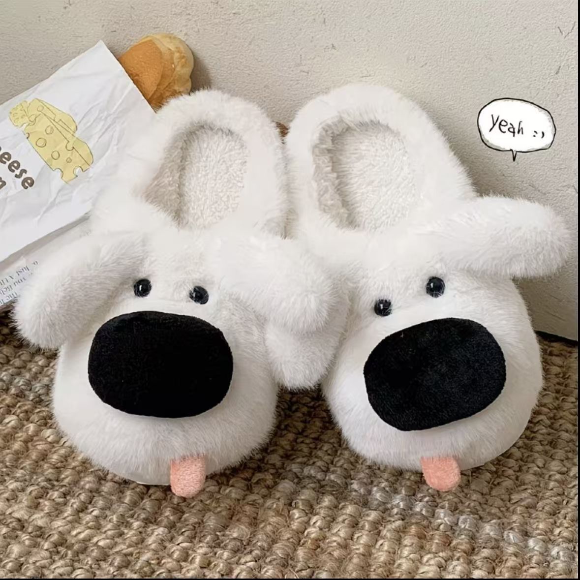 Red famosa nueva zapatillas de perro lindas invierno fuera antideslizante en el hogar adición de lana interior calentamiento zapatos de algodón lana