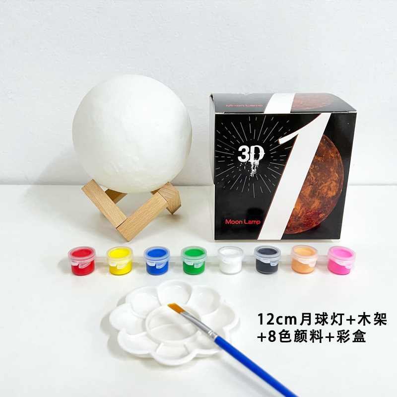 クリエイティブ手描き月球灯小夜灯led寝室ベッドヘッドランプネット赤月灯diy落書き星球灯卸売り|undefined