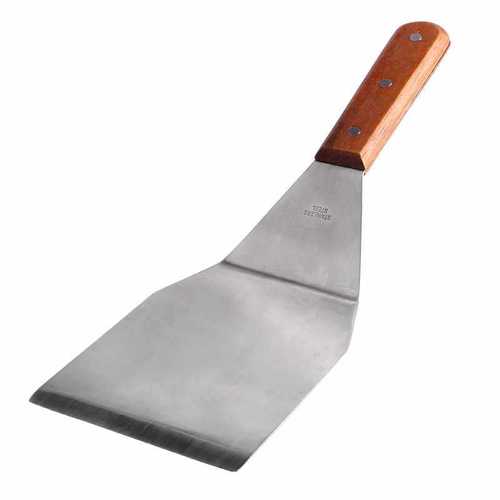 Stainless steel pancake shovel, iron plate, squid pressure shovel, cooking shovel, wooden handle, hand-grabbed cake shovel, enlarged and thickened large flat shovel