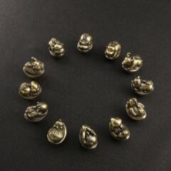 批發黃銅十二生肖桌面擺件可愛銅動物迷你元寶福字動物鑰匙扣掛件