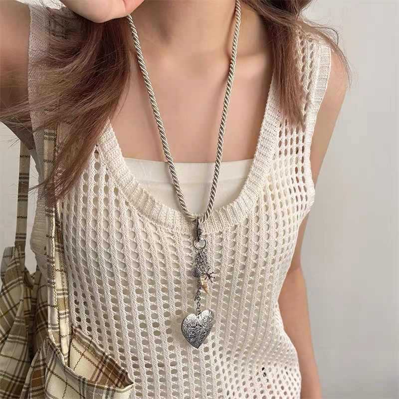 甜酷少女多功能贝壳爱心可拆卸长款项链女小众设计感包挂钥匙扣|undefined
