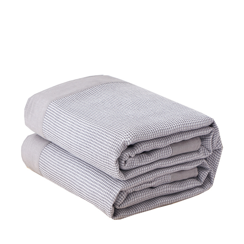 出口毛巾被纯棉单人双人简约华夫格空调被纯色双人午睡毯盖毯床单