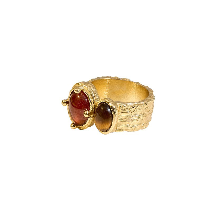 Anello vintage in rubino e ambra per donna design elegante_voghion.com