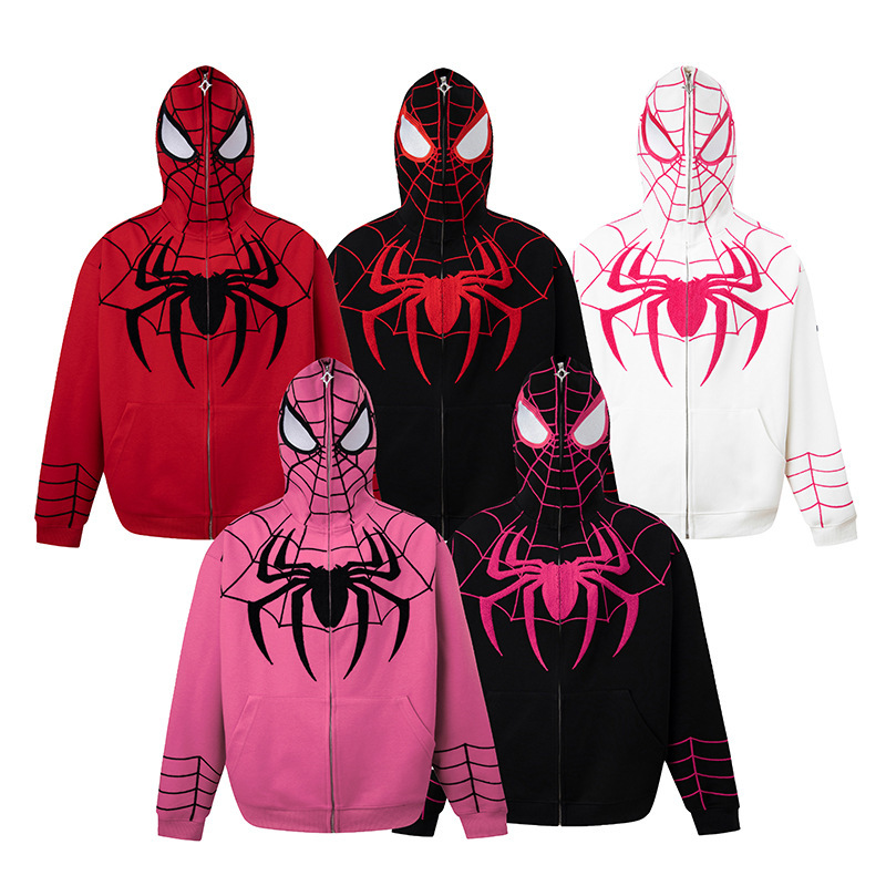 National fashion brand American high street Spider embroidered cardigan hooded sweater men's and women's autumn and winter loose thick zipper coat National fashion brand American high street Spider embroidered cardigan hooded sweater men's and women's autumn and winter loose thick zipper coat